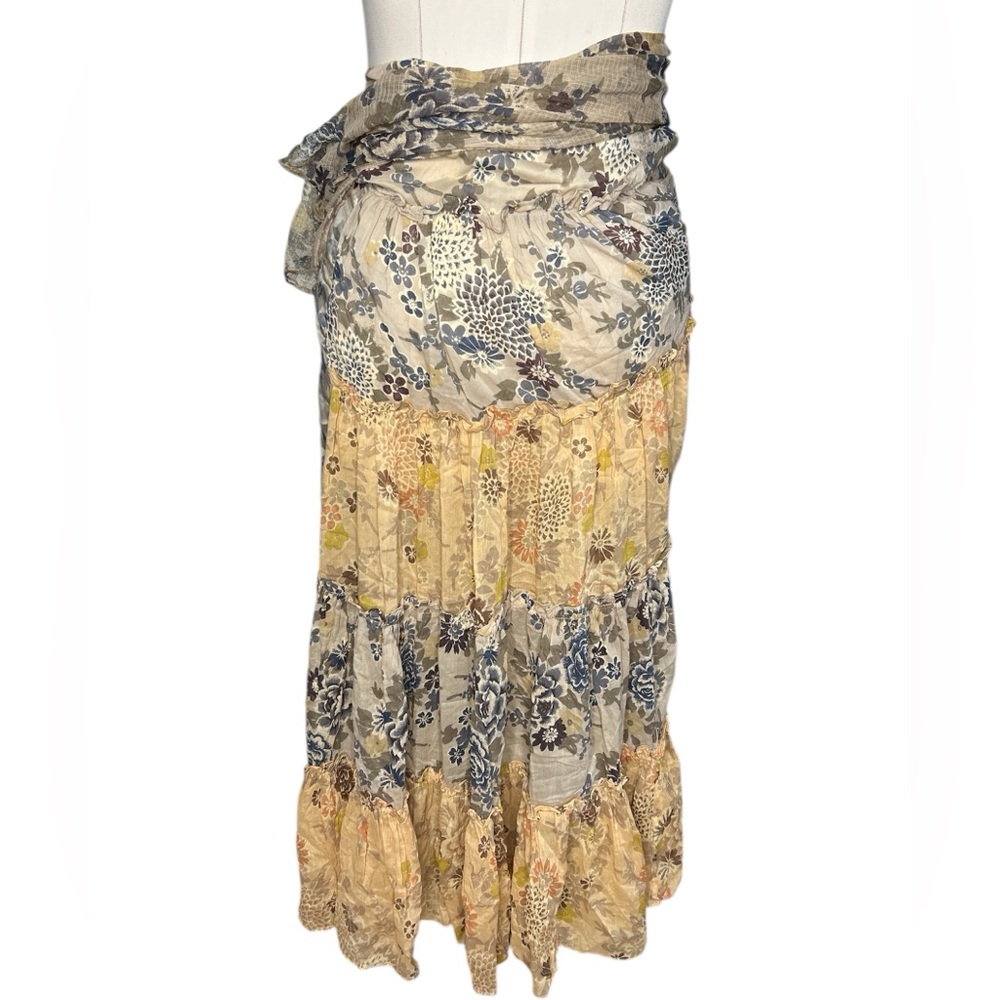 Dosa floral ruffled wrap skirt neutrals one size